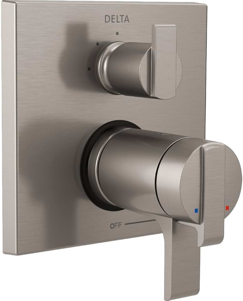 Delta Faucet T27T867-SS, Stainless Ara Angular Modern TempAssure 17T Series Valve Trim with 3-Setting Integrated Diverter