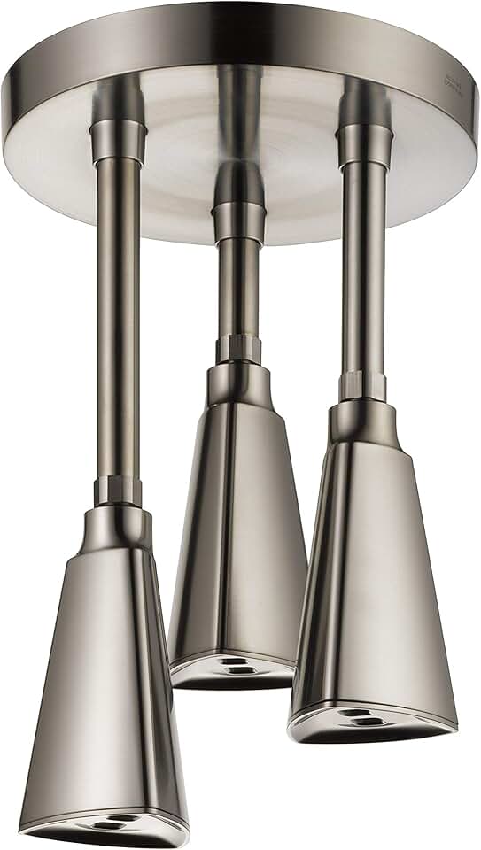 Delta Faucet Single-Spray Ceiling-Mount H2Okinetic Shower Head, Stainless 57140-SS