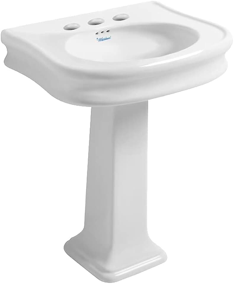 China series large single bowl widespread hole drill bath sink with pedestal