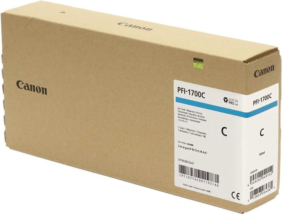Canon PFI-1700 (0776C001AA) Standard Yield Ink Cartridge (Cyan) in Retail Packaging