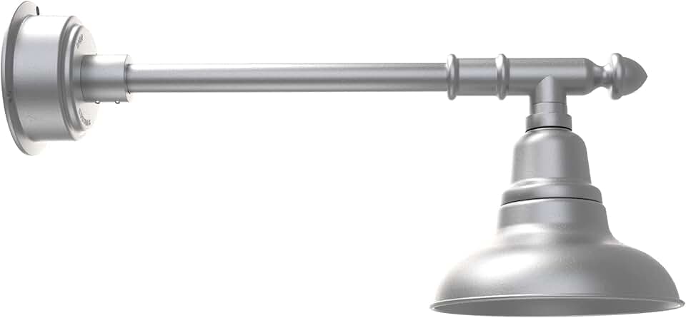 Cocoweb 8in. Galvanized Silver Indoor Outdoor Gooseneck Barn Light Fixture with Vintage Arm - Vintage Farmhouse Wall Sconce