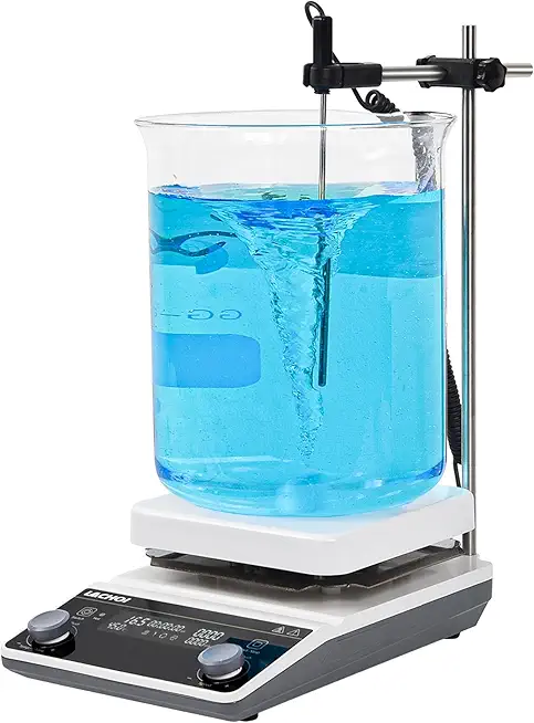6.7 Inch Magnetic Stirrer Hot Plate Max 20L Stirring Capacity LCD Display Magnetic Stir Plate Max Temp. 350℃/662°F Hotplate Stirrer 50-2000RPM,Stir Bar&Temp Probe Sensor&Support Stand Included