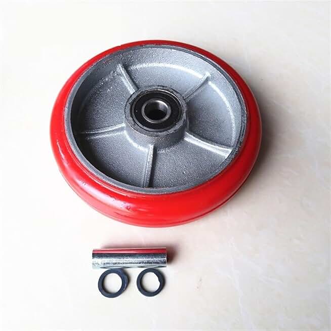 8 Inch Single Wheel Polyurethane Pu Iron Core Circular Arc Piece Red Flatbed Driver Cart 1Pcs