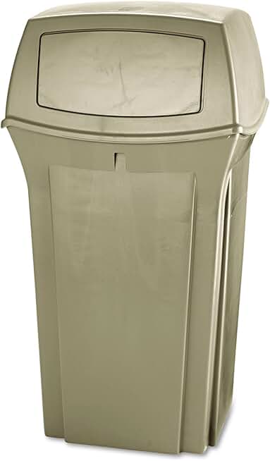 Rubbermaid Commercial 843088BG Ranger Fire-Safe Container, Square, Structural Foam, 35gal, Beige