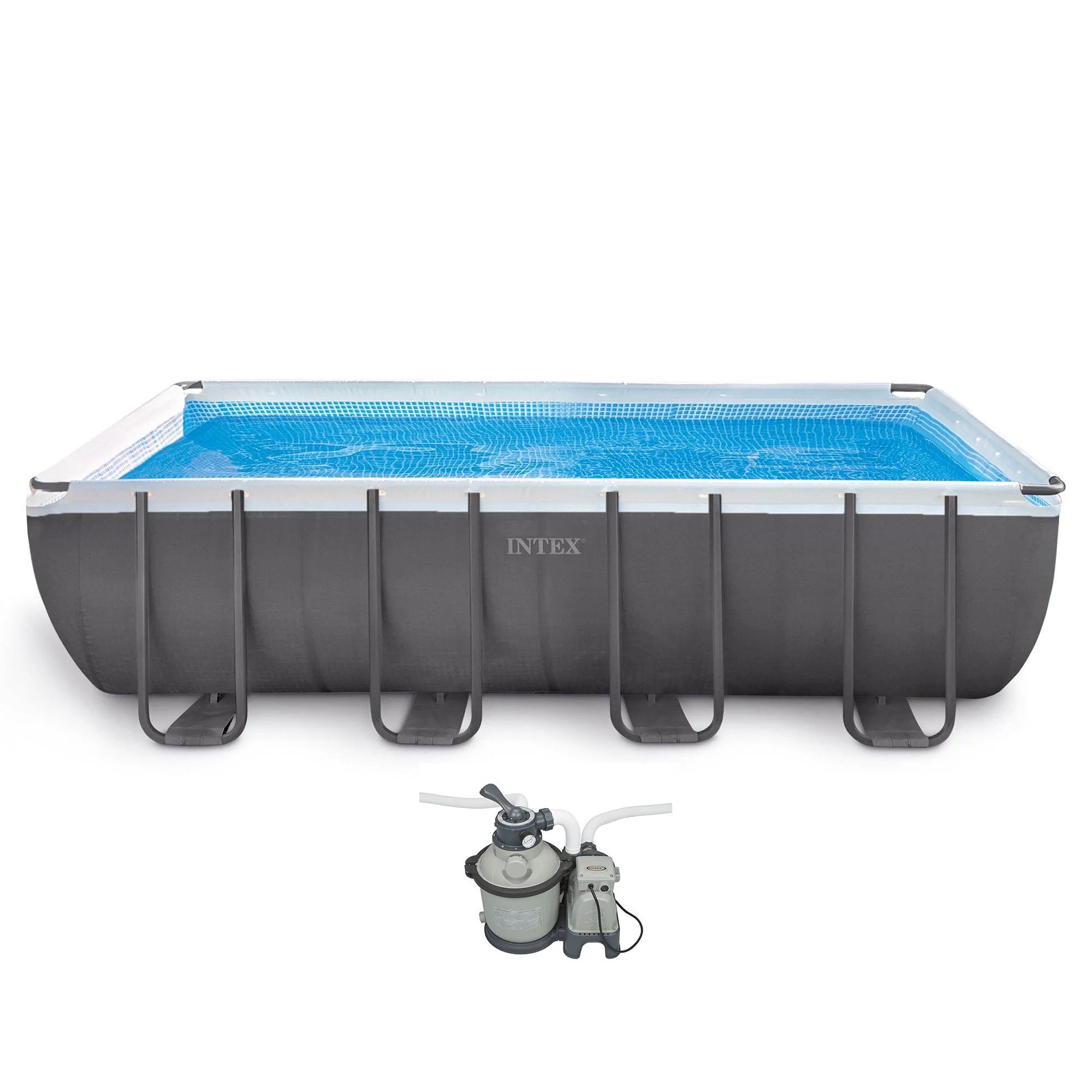 Intex 18ft x 9ft x 52in Ultra Frame Rectangular Above Ground Pool with Pump
