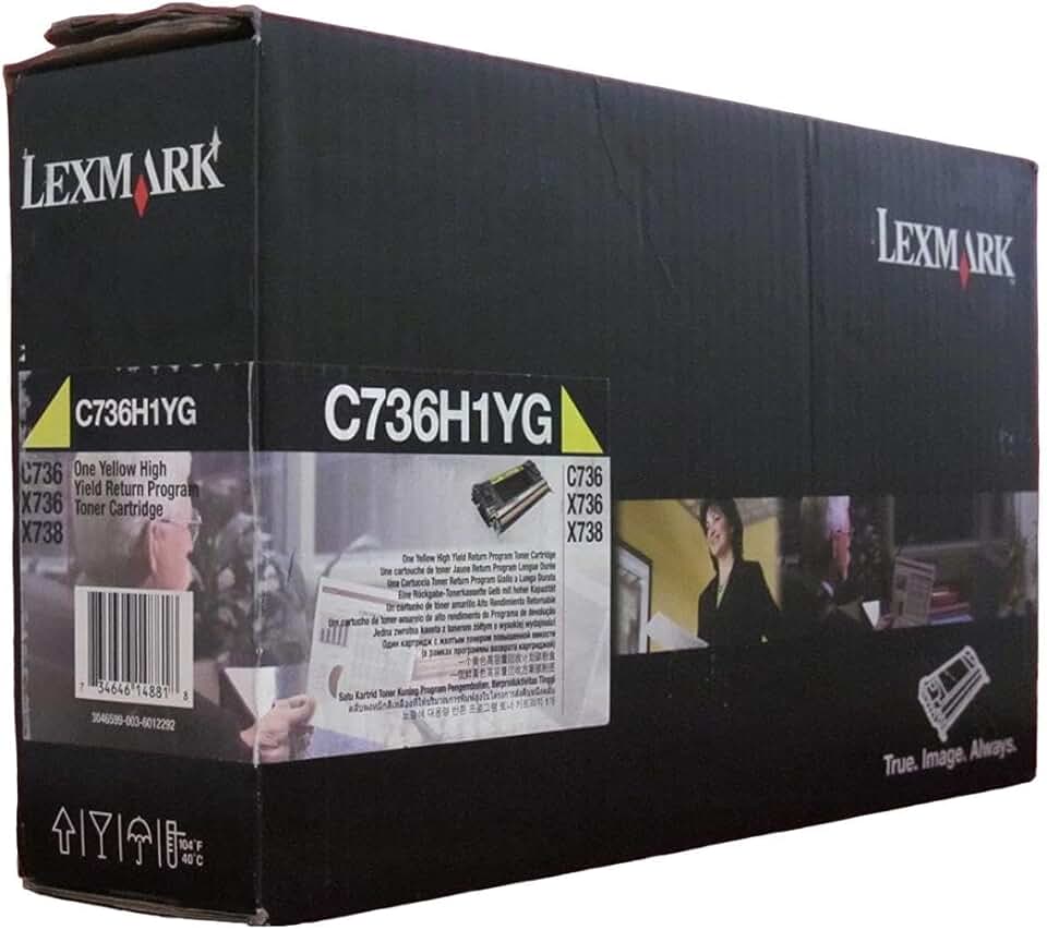 Lexmark C736H1YG High-Yield Toner Cartridge, Yellow - in Retail Packaging