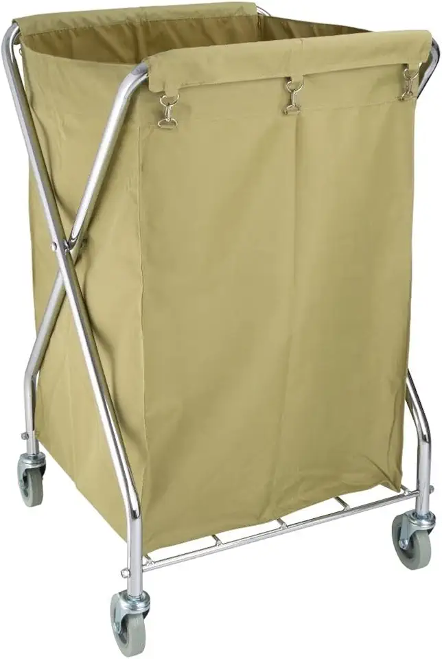 Servo-X Linen Trolley 220 Litre, Folding Hotel Dirty Linen Trolley, Dirty Washing Trolley, Dimensions: 985(H) x 620(W) x 620(D) mm, Fabric Bag Unclips from Frame, 4 Swivel Castors | L616