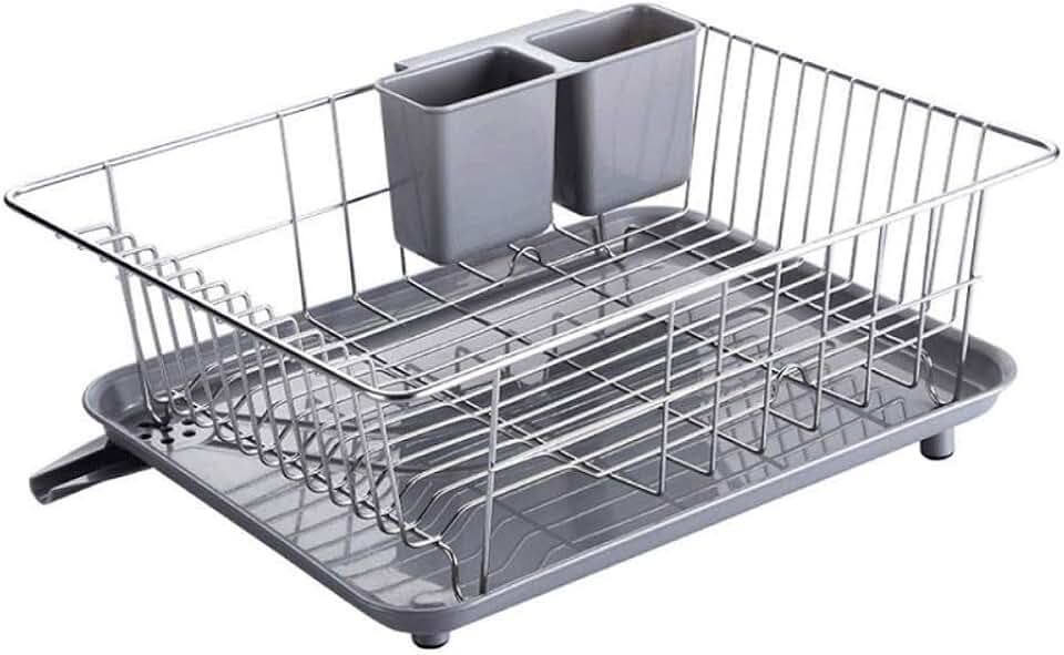 GYLXW Drain Board, Cutlery Caddy for Compact Kitchen Countertop, Rustproof, Large Capacity Dish Rack