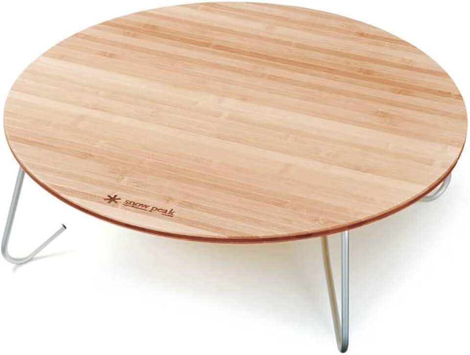 Snow Peak Single Action Table Low, LV-071TR, Made of Bamboo, Designed in Japan, for Indoor Outdoor Use, Lifetime Product Guarantee, D 25.6