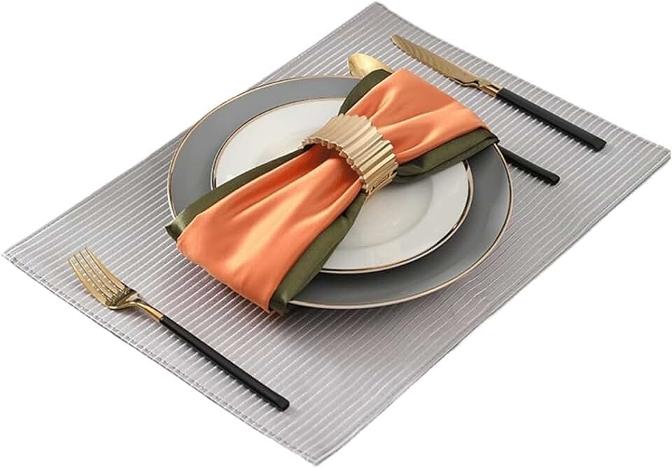Fabric Placemat Fabric Stripe Heat Insulation Mat Table Mat Decoration(E)