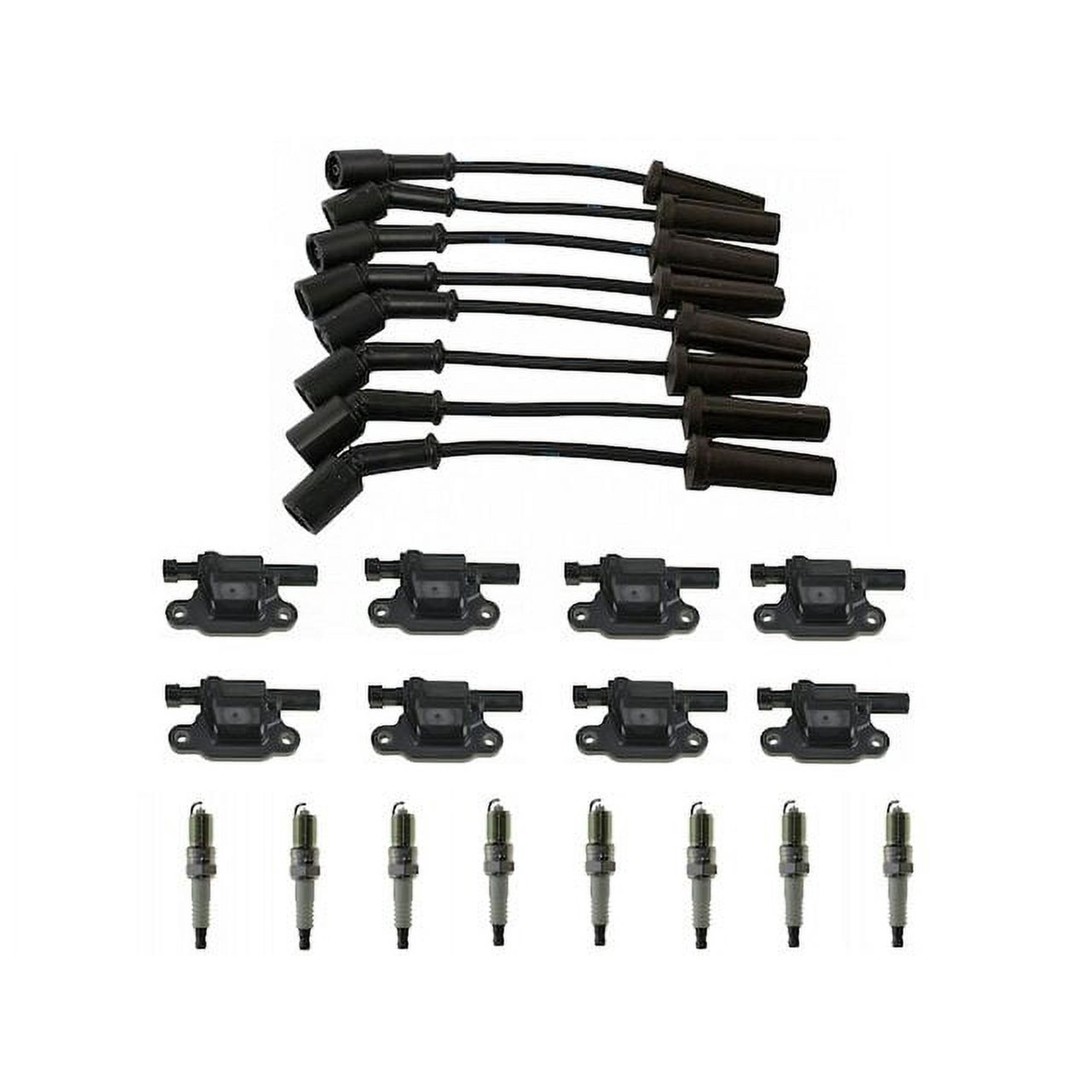 Ignition Coil Spark Plug and Wire Set 17 Piece - Compatible with 2009 - 2014 Chevy Suburban 1500 2010 2011 2012 2013