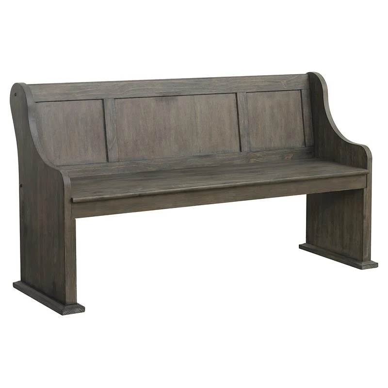 Pemberly Row Modern Wood Dining Bench in Wire Brushed Dark Brown