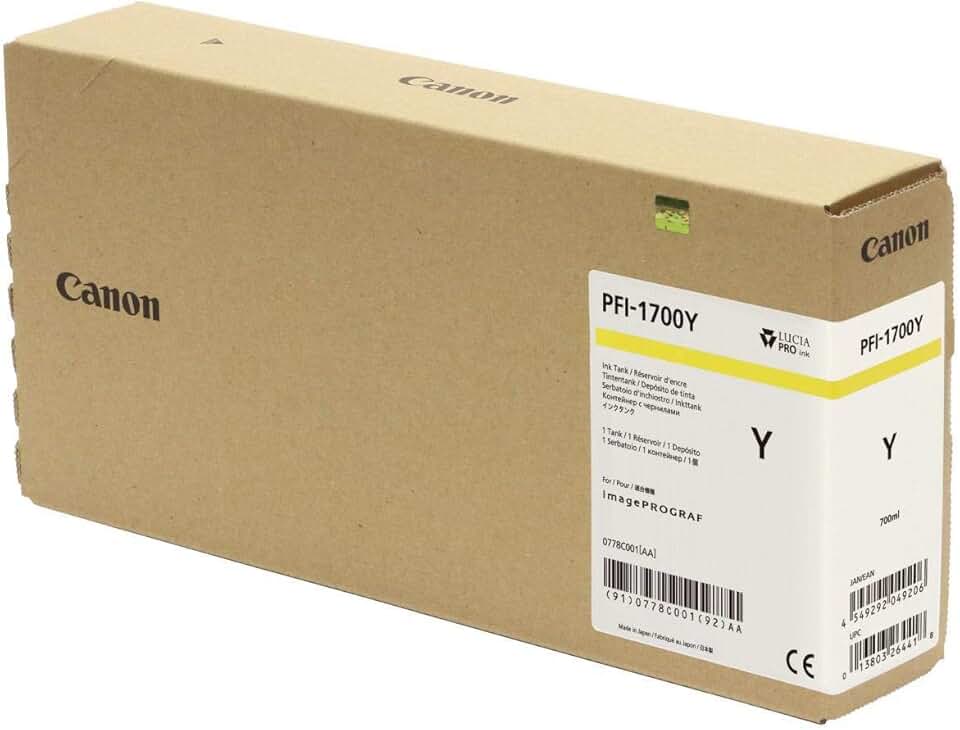 Canon PFI-1700 (0778C001AA) Standard Yield Ink Cartridge (Yellow) in Retail Packaging