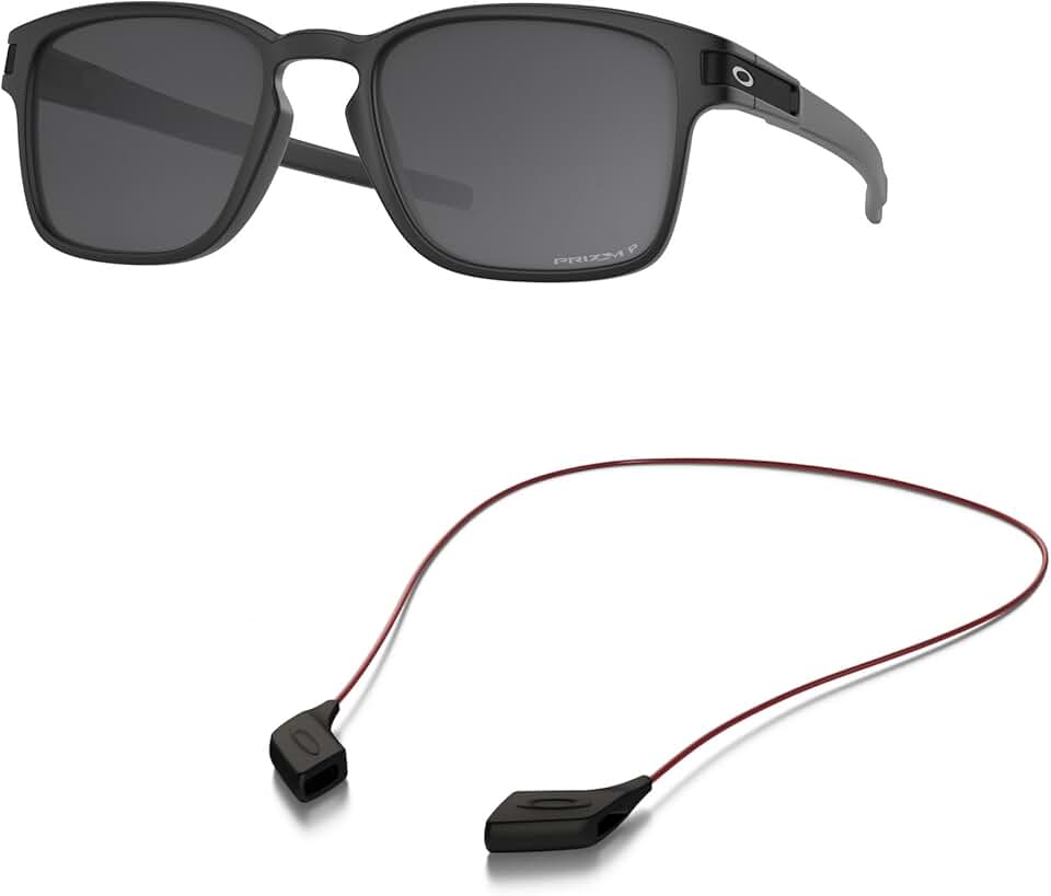 Oakley OO9358 Sunglasses Bundle: OO 9358 935818 Latch Squared/A and Large Red leash Accessory kit