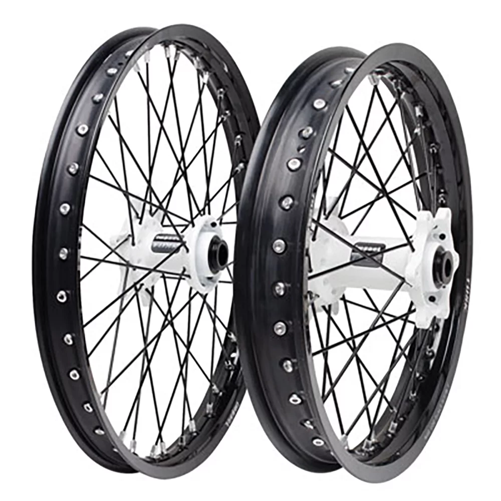 Impact Complete Front and Rear Wheel 1.60 x 21 / 2.15 x 18 Black Rim/Black Spoke/White Hub Compatible With Husqvarna TE 300i Rockstar Edition 2021