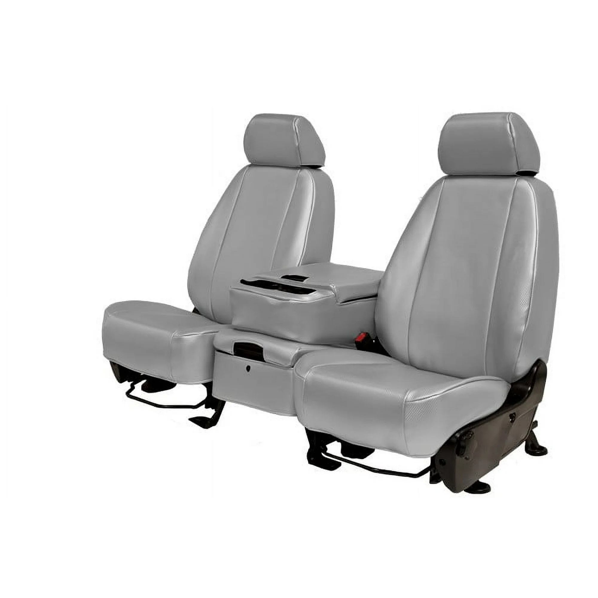 CalTrend Front Buckets Carbon Fiber Seat Covers for 1996-2009 Chevy/GMC Express|Savana 1500-3500 - CV376-08FA Light Grey Insert and Trim