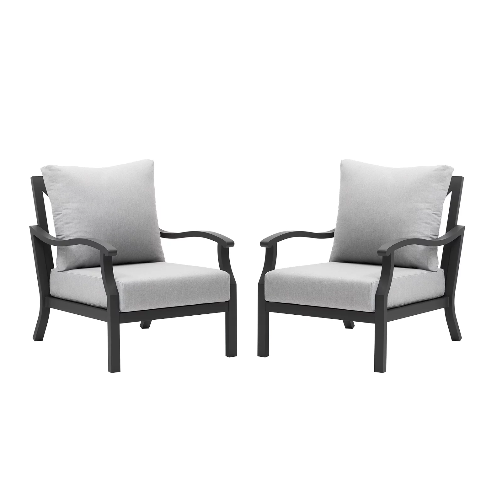 Outdoor Patio Furniture Outdoor Sofa Set All-Weather 2 Pieces Single Sofa Chair Aluminum Armchairs