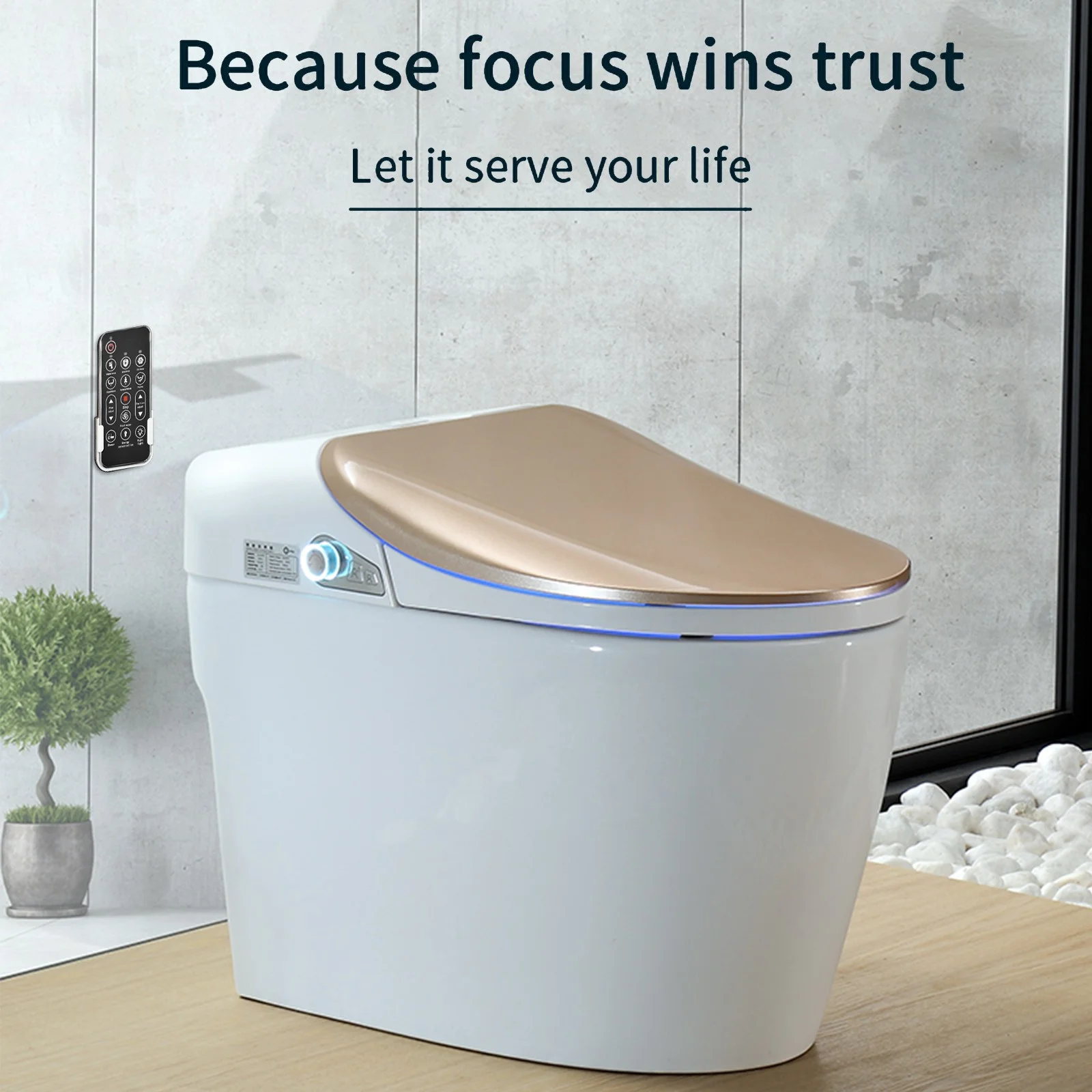Intelligent Bidet One Piece Toilet with Auto Dual Flush, Heated Seat, Warm Water and Dry