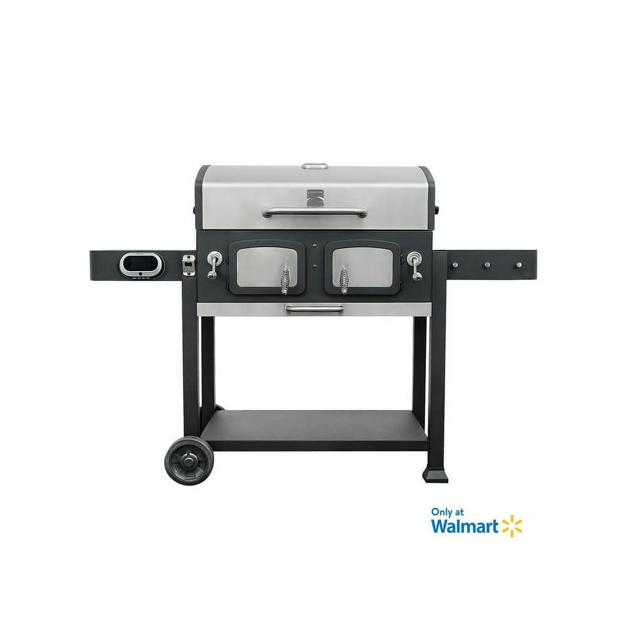 pack of 2 Kenmore 32-inch Smart Charcoal Grill with Bluetooth Meat Thermometer, LCD Display, and Temperature Probes, Stainless Steel/Black