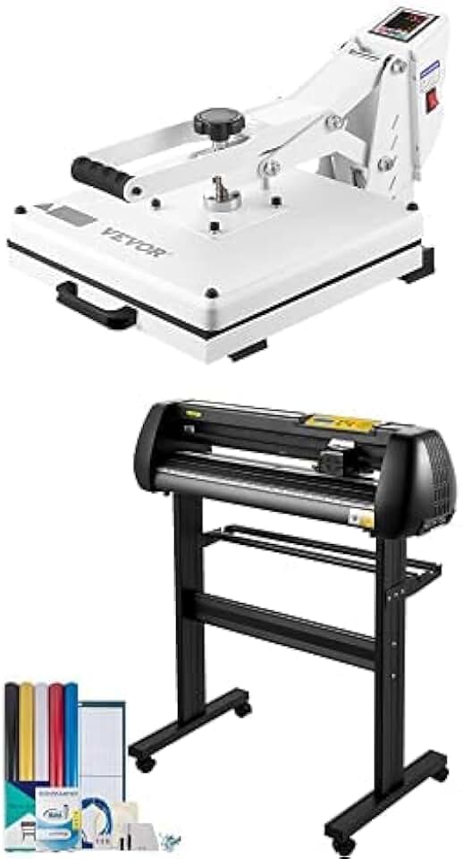 Heat Press, 15x15 Heat Press Machine, Vinyl Cutter Machine, Upgraded 28 Inch Paper Feed Cutting Plotter