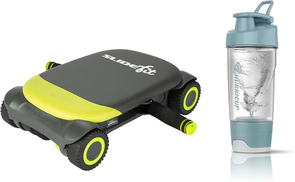 WONDER CORE Slide Fit, Ab Roller Board for Core Workout （pink and green Hurricup: 22 Oz Blender Shaker Bottle Cup for Protein Shakes （pink and blue