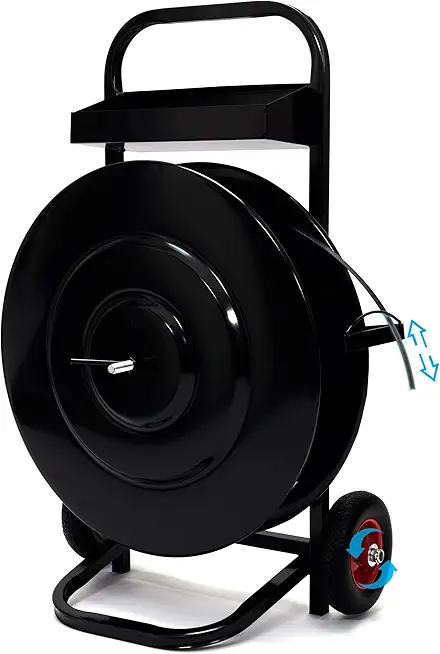 Heavy Duty Strapping Cart, Strapping Dispenser for Poly/Plastic Steel/Fibre Strapping, Moveable Strapping Dispenser Deluxe Banding Cart with Built-in Tray