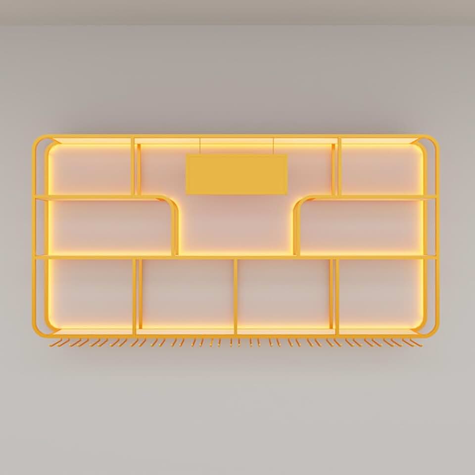 Metal Wall Mounted Wine Rack With LED Light Floating Wall Wine Shelves Large 3-Tier Liquor Bar Display Shelf With Wine Glass Holder Iron Wine Storage Display Rack Holder For Kitchen Wine Cellar(Gold,1