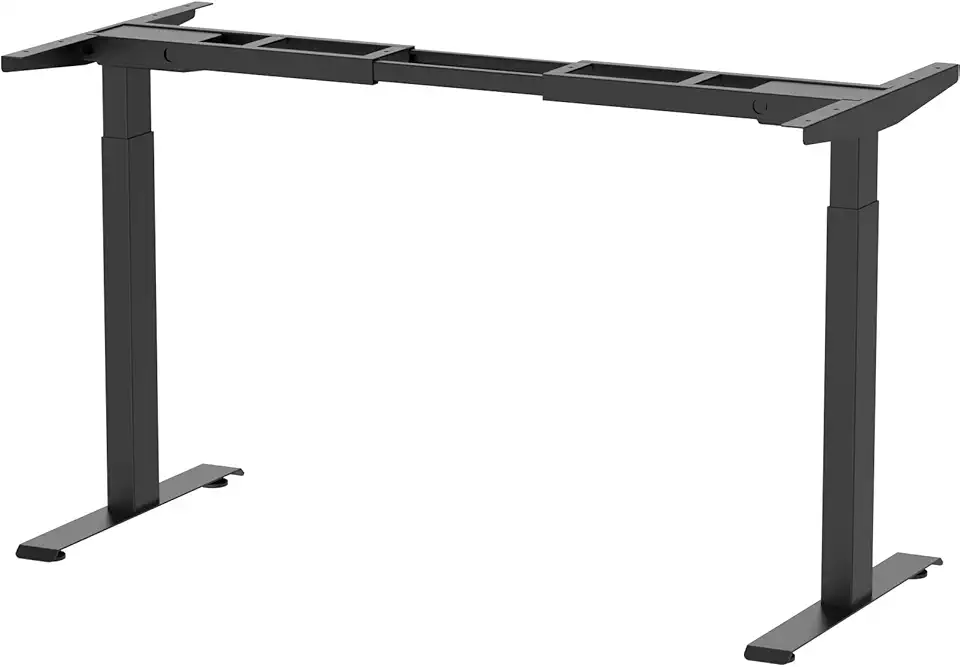 Electric Standing Desk Frame, Dual Motor Height Adjustable Desk Base for Home and Office (Black Frame + Motors + Control Panel)