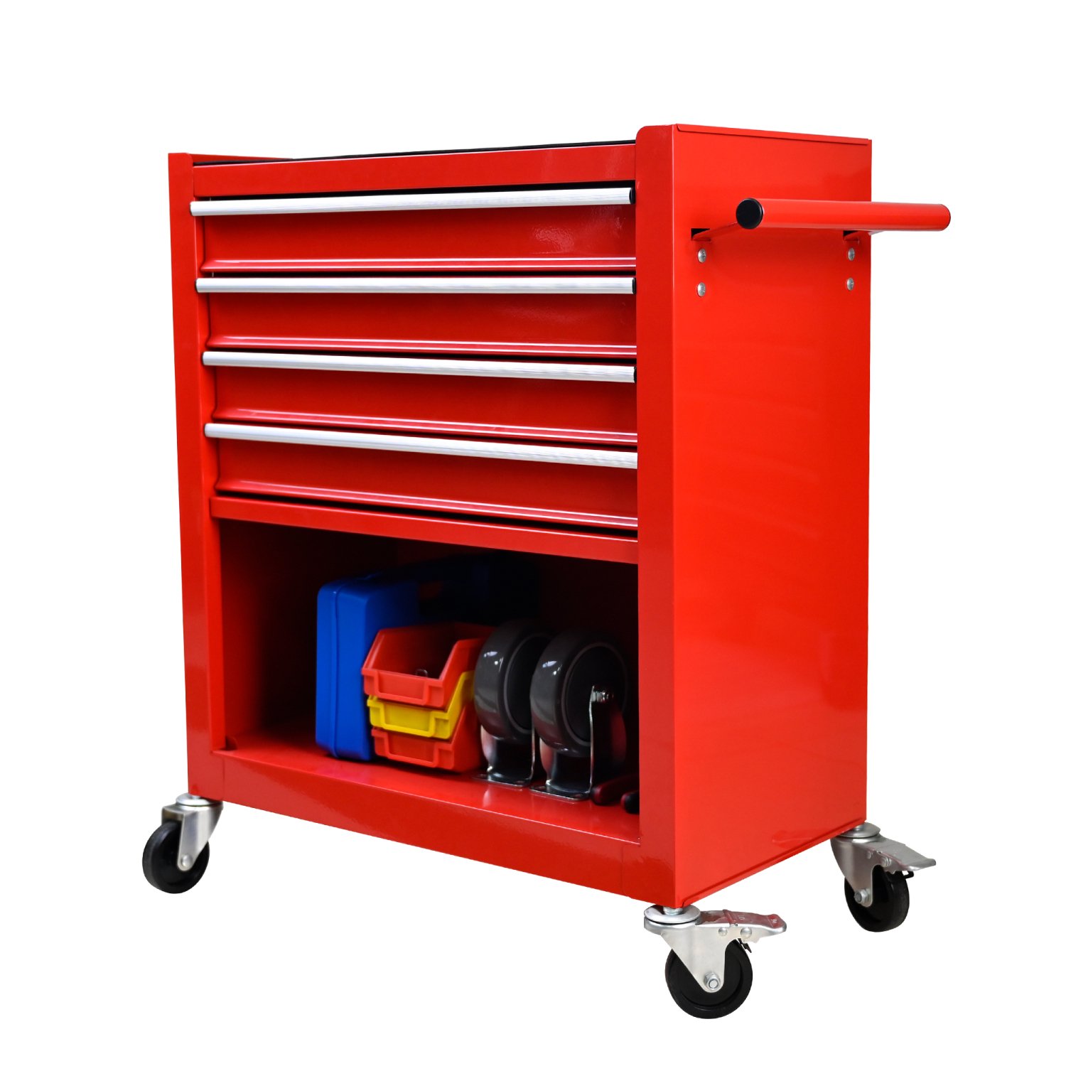 imerelez 4 Drawers Tool Cabinet with Tool Sets-RED