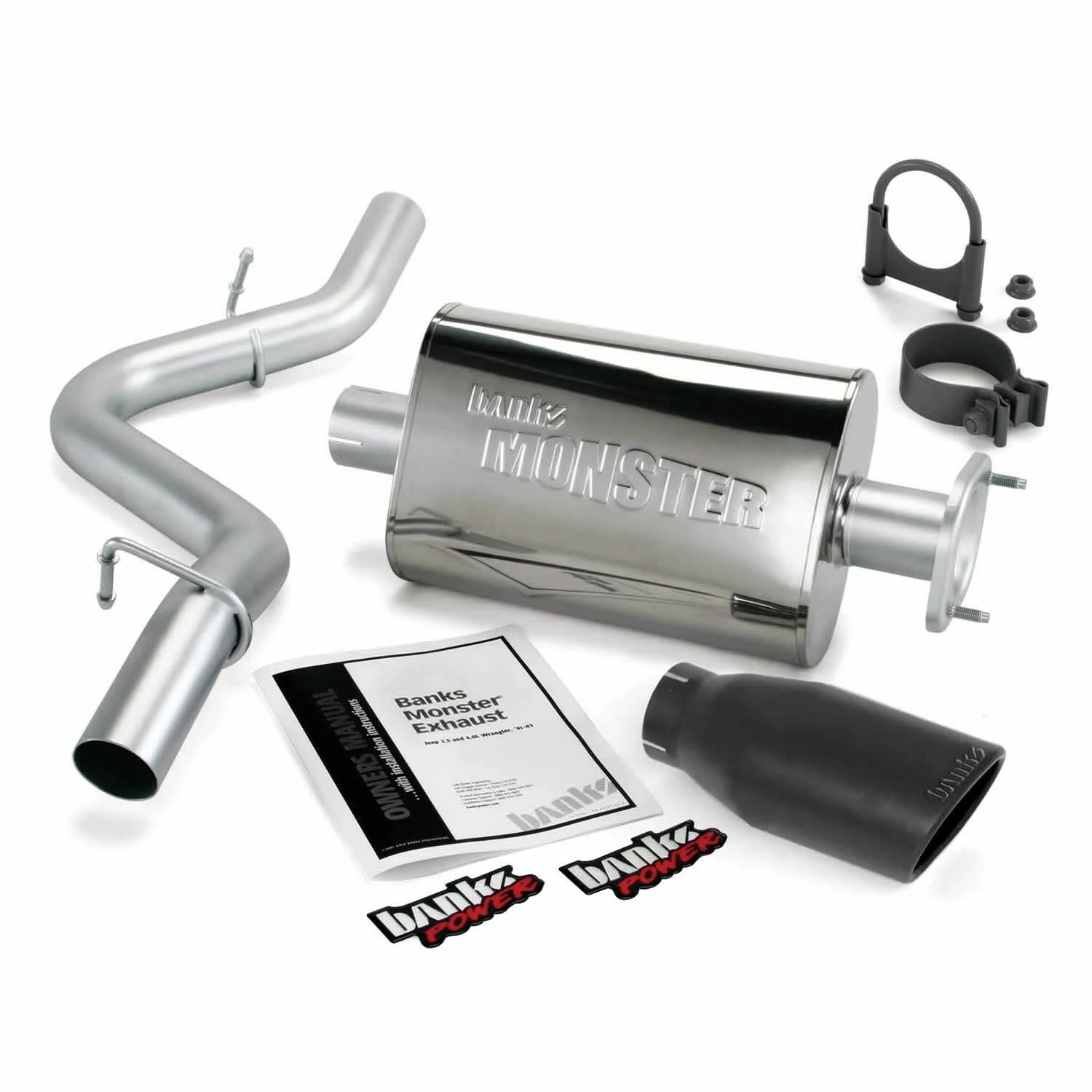 Banks Power 04-06 Jeep 4.0L Wrangler Unlimited Monster Exhaust Sys - SS Single Exhaust w/ Black Tip Fits select: 2004-2006 JEEP WRANGLER / TJ