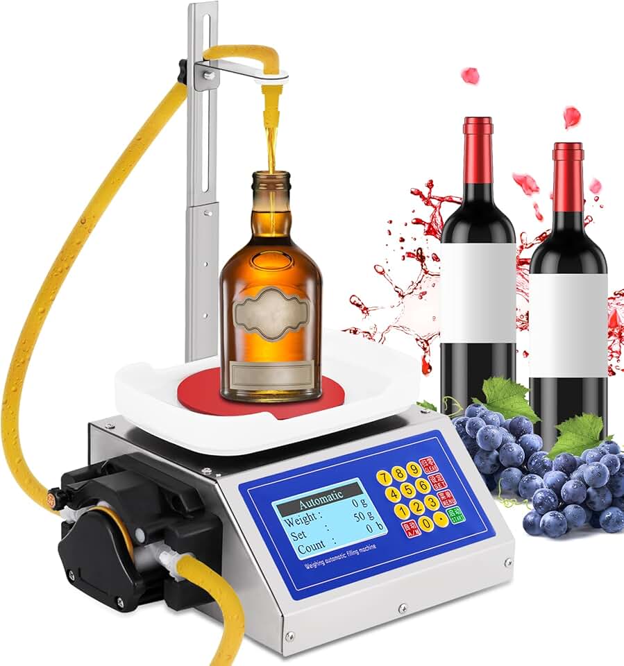 Liquid Filling Machine 1-105Oz Digital Bottle Filler Peristaltic Pump Automatic Weight Filling Machine for Wine, Juice, Oil, Perfume 110V