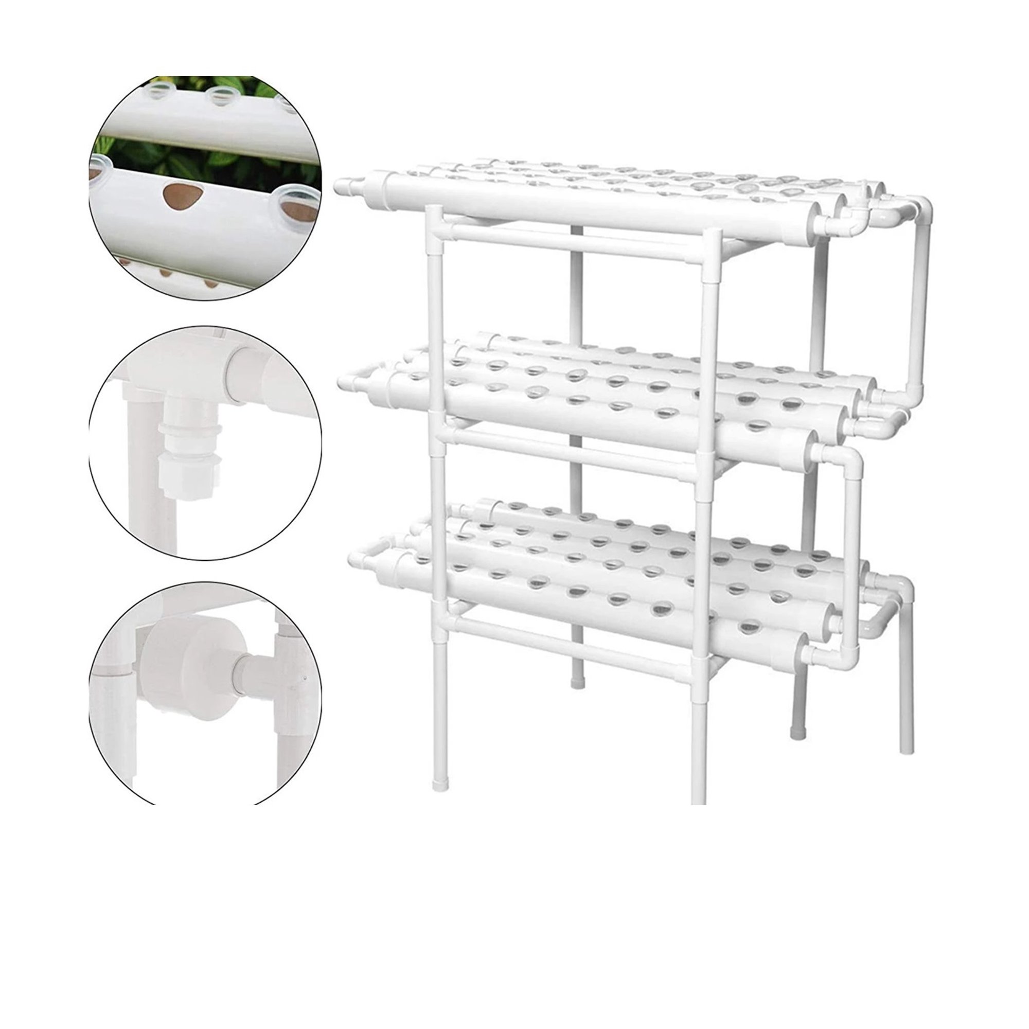 Indoor Vertical Hydroponics Grow Kits For Planting Lettuce Strawberry Mint Food Grade Pipe 108 Holes--------Easy Assembly