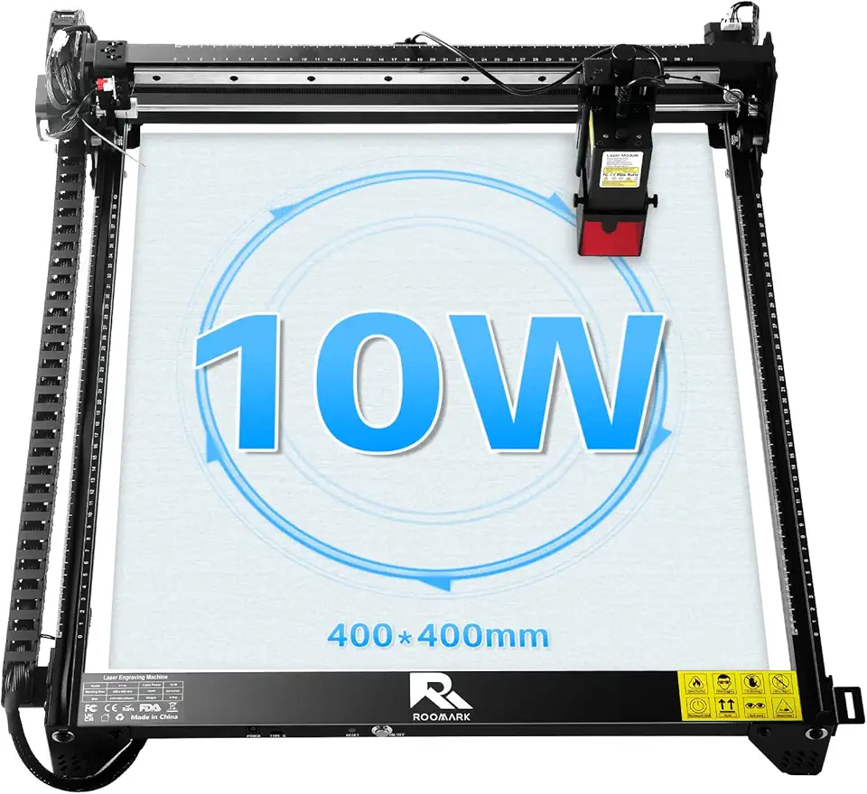 Roomark Laser Cutting Machine, 10W Output Engraving Wood and Metal, 400 * 400mm Maximum Working Size, Laser Engraver and Cutter Machine