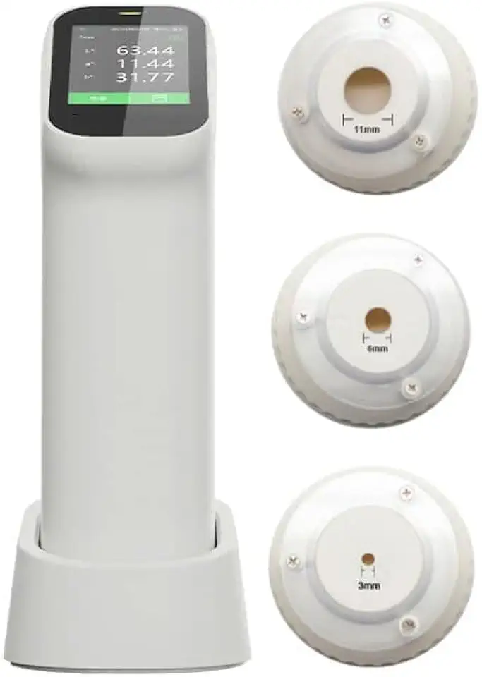 Three Apertures Color Meter Φ11mm Φ6mm Φ3mm Colorimeter Portable Color Tester Analyzer for Fluorescent Color Measurement with Camera Observation Method Light Source LED+UV Touch Screen D/8 SCI