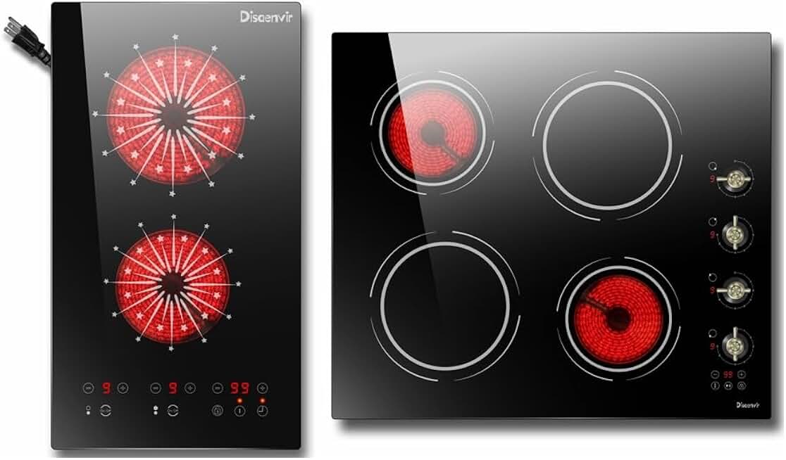 2 Burner Electric Cooktop and 4 Burner Electric Cooktop