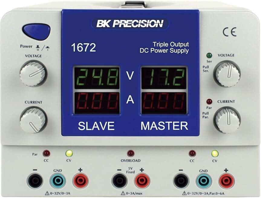 B&K Precision 1672 Quad Display Triple Output DC Power Supplies, 0-3A Current (variable outputs)