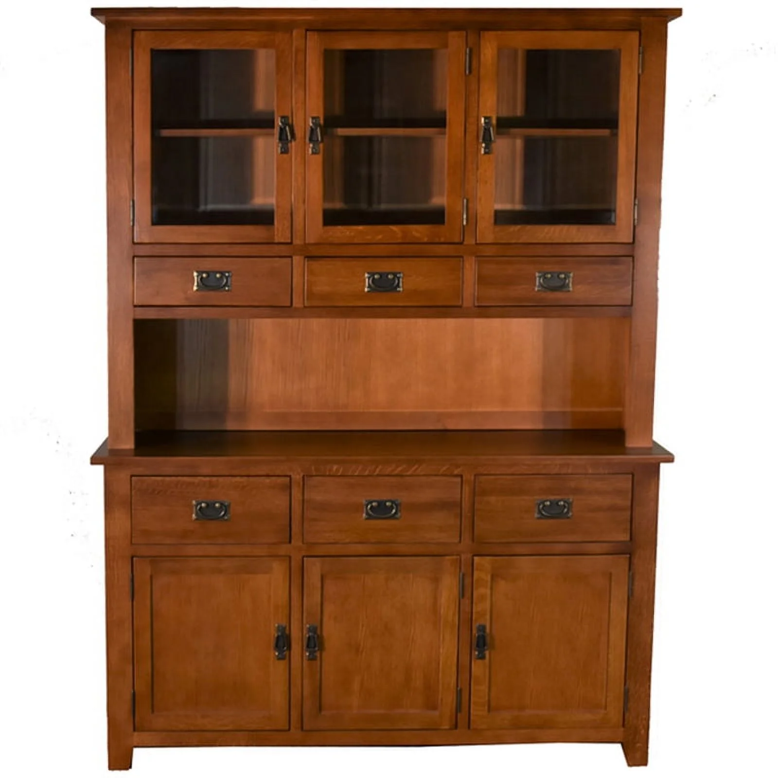 Pemberly Row Modern 6-Drawer Solid Wood China Cabinet in Cherry
