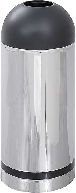 Safco Products 9871 Reflections by Safco Open Top Dome Trash Can, 15-19 Gallon, Chrome finish