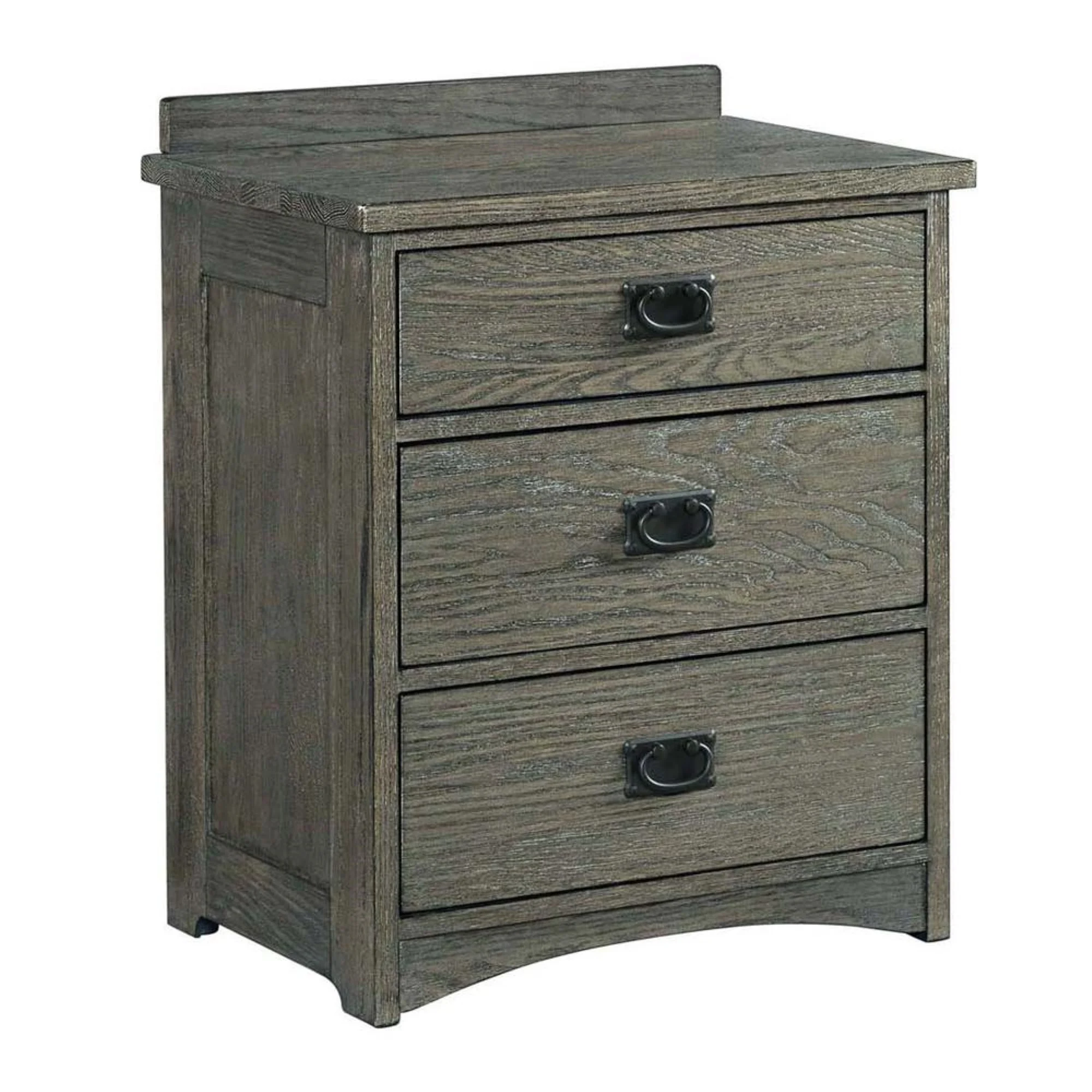 Intercon Furniture Oak Park Bedroom 3-Drawer Wood Nightstand in Pewter