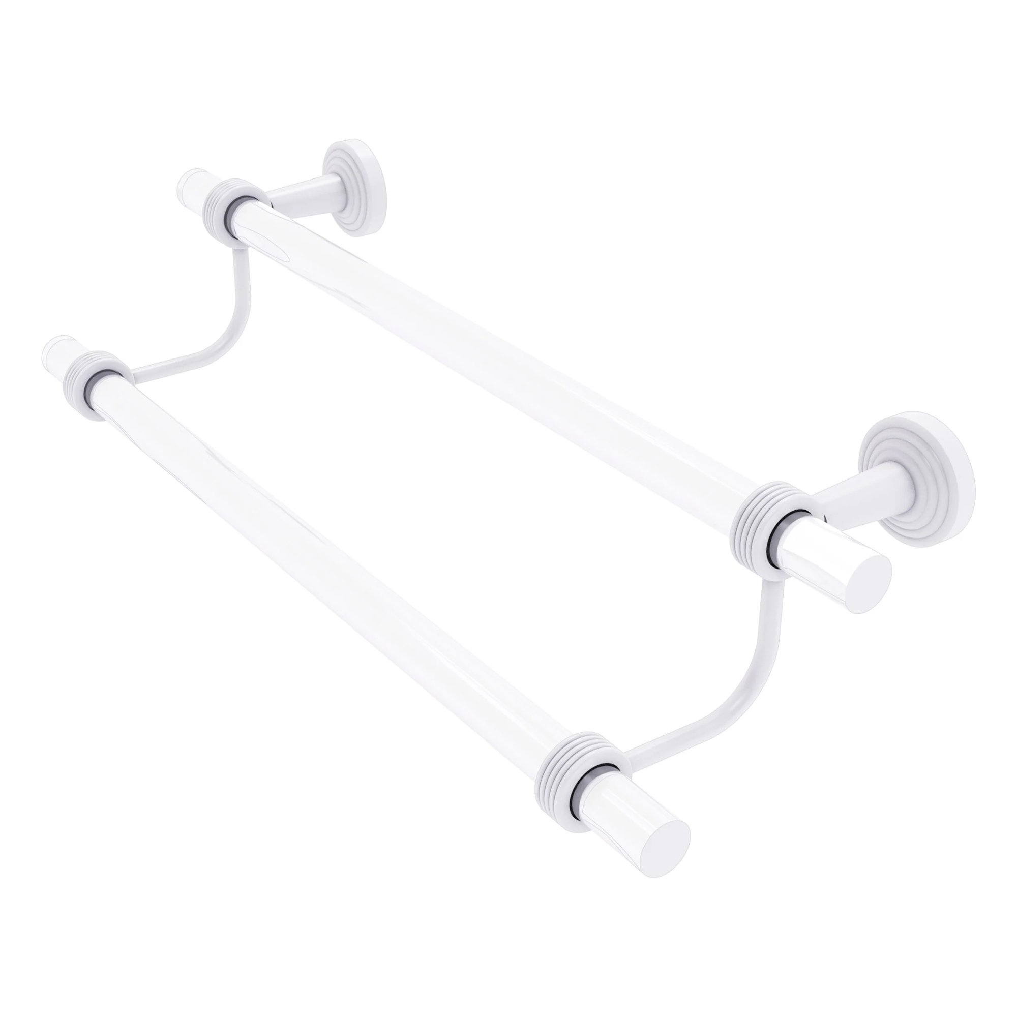 Pacific Beach Collection Double Towel Bar with Grooved Accents - Matte White / 30 Inch