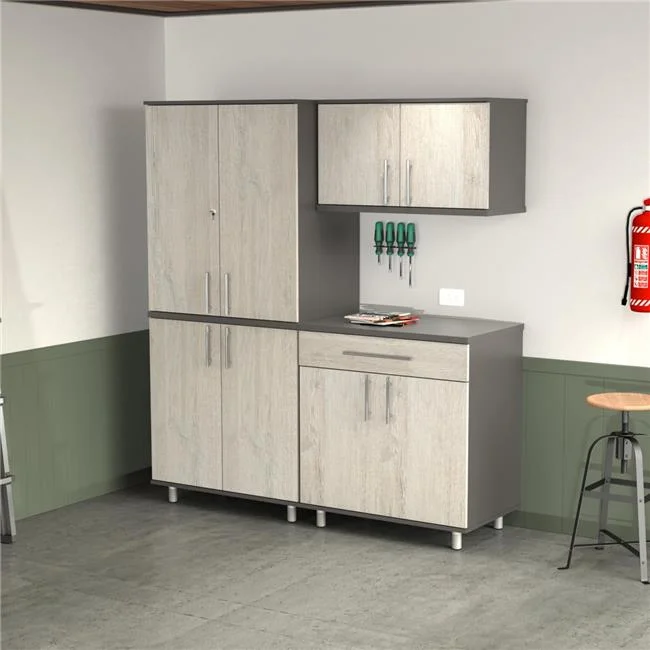 Inval America Kratos 3-Piece Garage Cabinet Set in Chantilly/Dark Gray