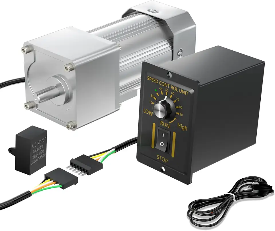 High Torque 200Watts Electric AC Gear Motor 110V Reversible Single-Phase Gear Reducer Motor 75RPM Output Shaft Dia 18mm with 110V 200W AC Governor for Industry