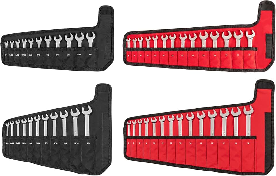 TEKTON Stubby and Standard Length Combination Wrench Set with Pouch, 50-Piece (1/4-3/4 in., 6-19 mm) | WCB94902