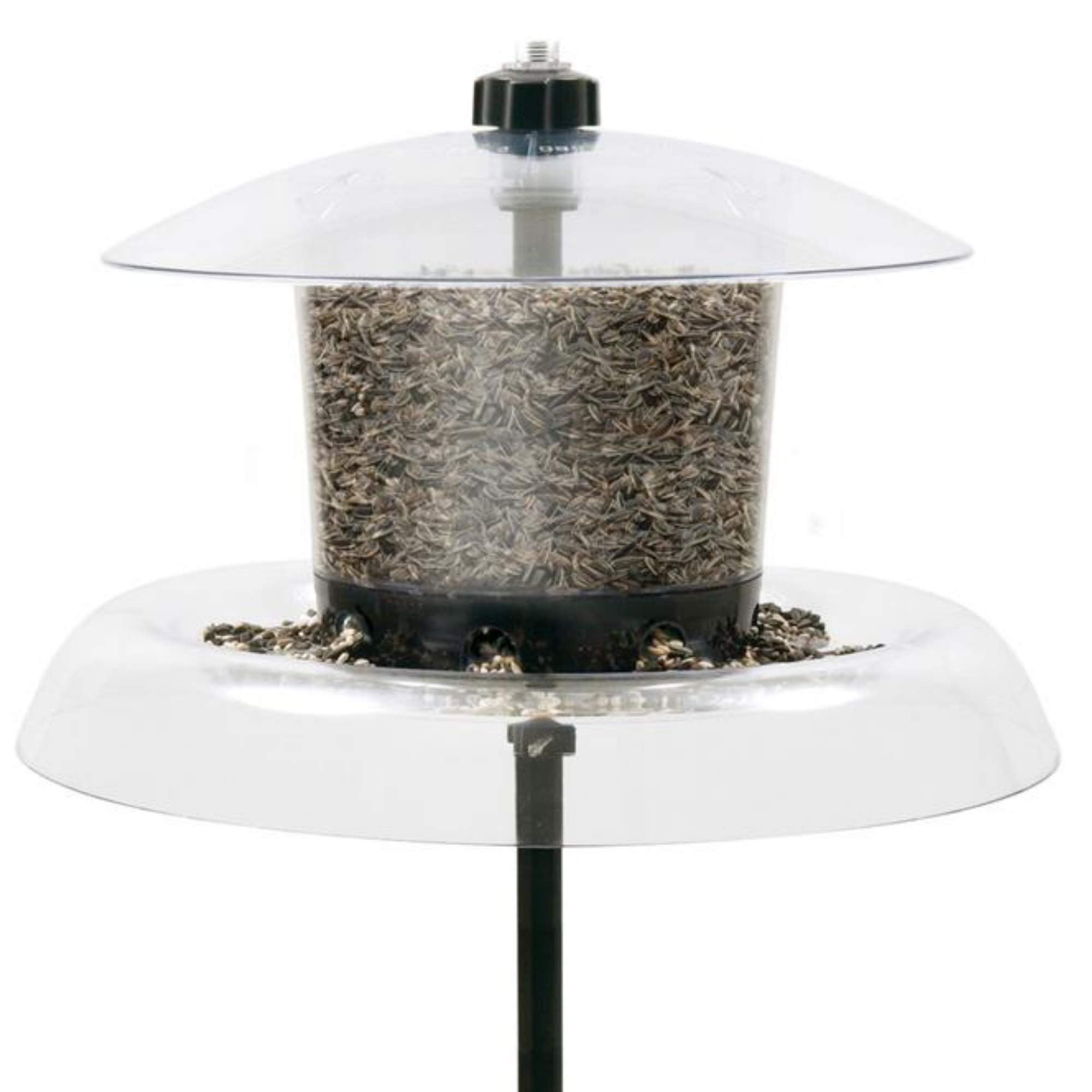 Jagunda Bird Feeder, 15-Inch Domed Feeder, Squirrel Baffle Tray, 6LB Bird Seed Capacity, Clear, Large