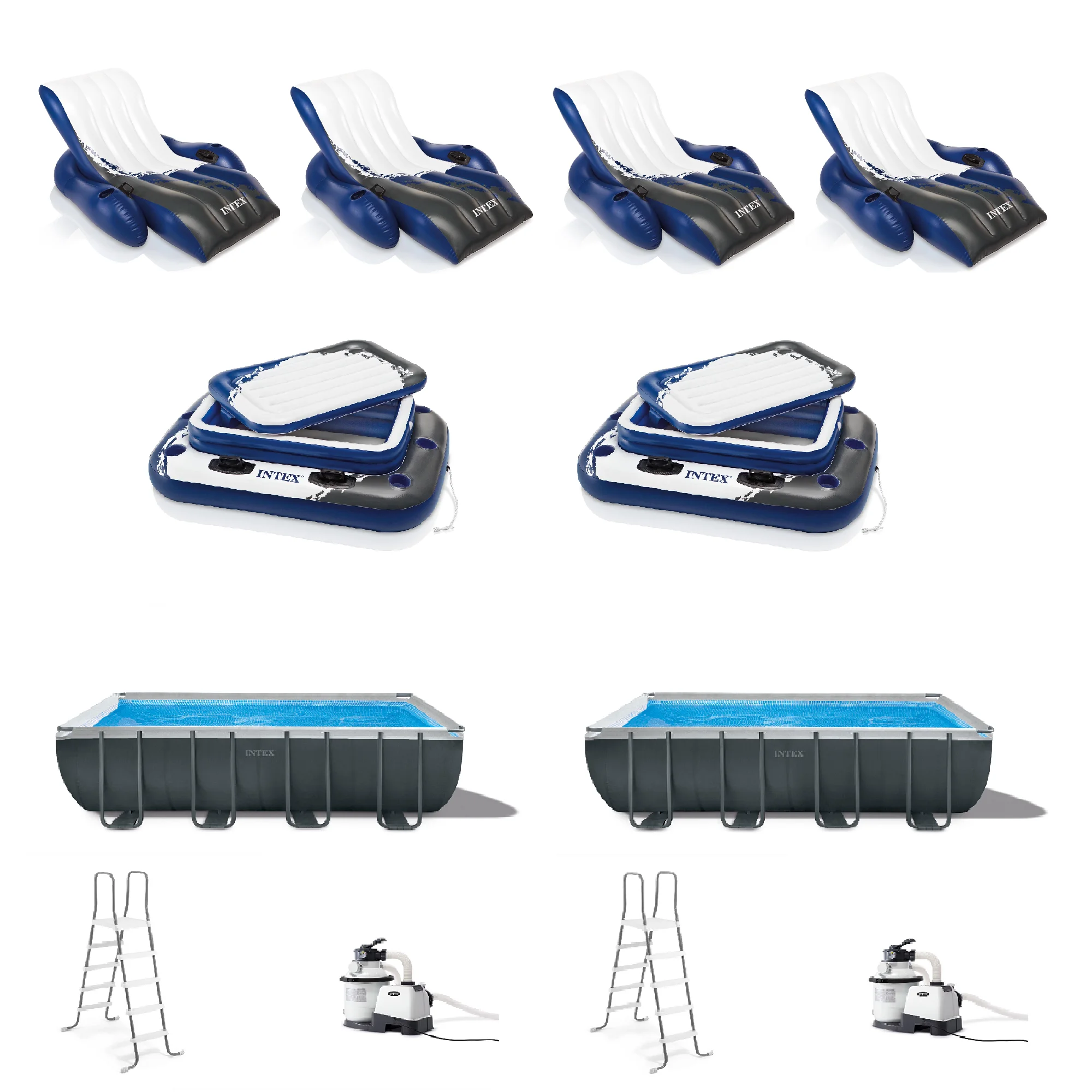 Intex 18ft x 9ft x 52in Ultra XTR Pool (2 Pack), Cooler (2 Pack), Float (4 Pack)