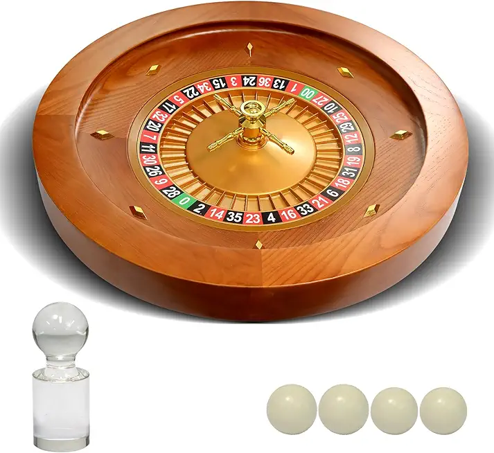Deluxe Wooden Roulette Wheel Casino Grade Precision Bearings Roulette Wheel Set for Adults Club Parties (Light, 18in)
