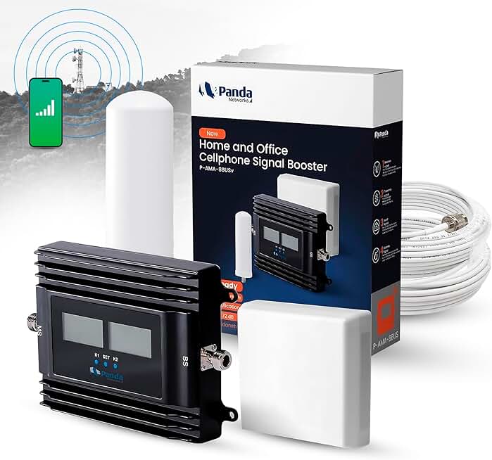 Cell Phone Signal Booster for Home/Office/Camping/Outdoor - At&t, Verizon, T-mobile, Sprint, Us cellular, etc - 3G, 4G, 5G LTE - 8 Bands Cell Phone Antenna Amplifier 66/12/17/13/5/2/25/4 FCC Approoved