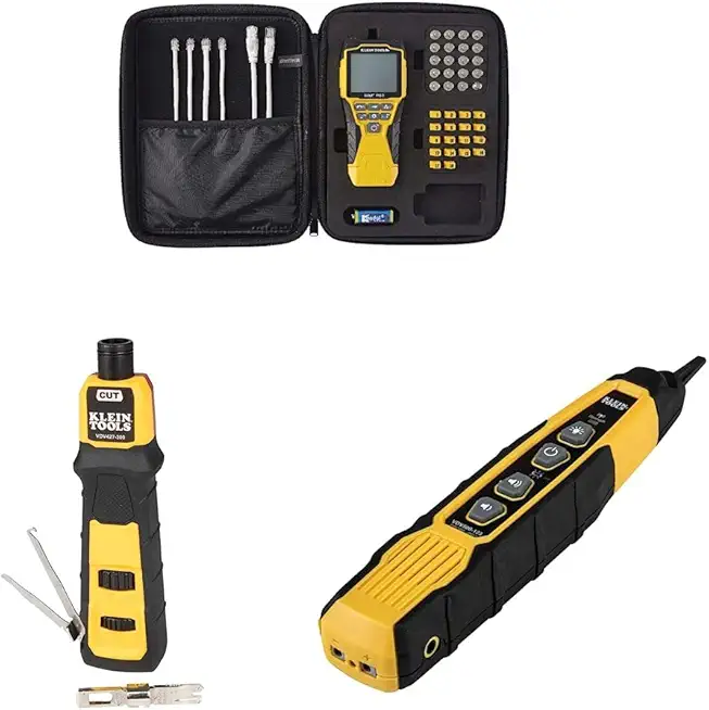 Klein Tools VDV501-852 Cable Tester with Remote & Impact Punchdown Tool with 66/110 Blade & Cable Tracer Probe-Pro Tracing Probe with Replaceable Non-Metallic