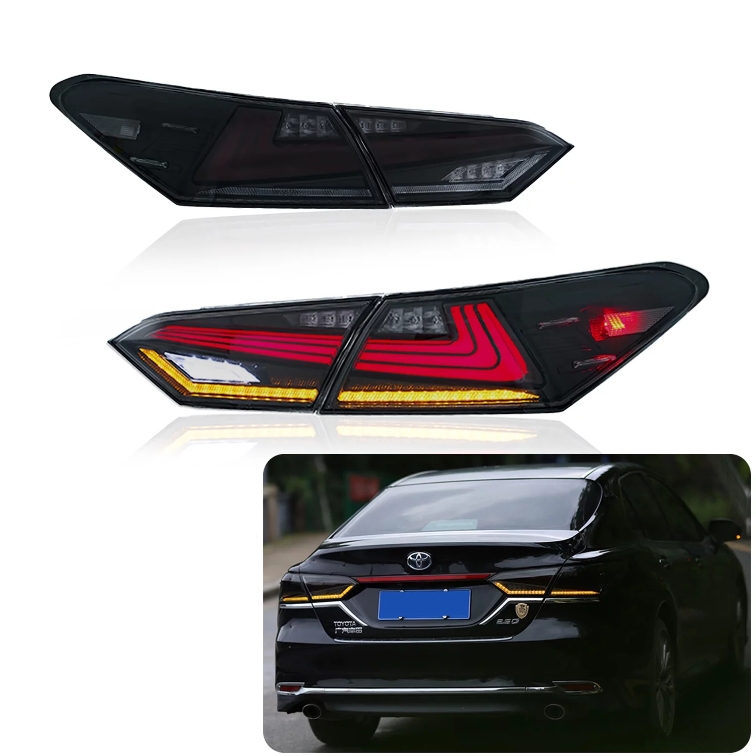 Inginuity Time LED Tail Lights For Toyota Camry 2018 2019 2020 2021 2022 Start Up Animation Sequential Rear Lamps