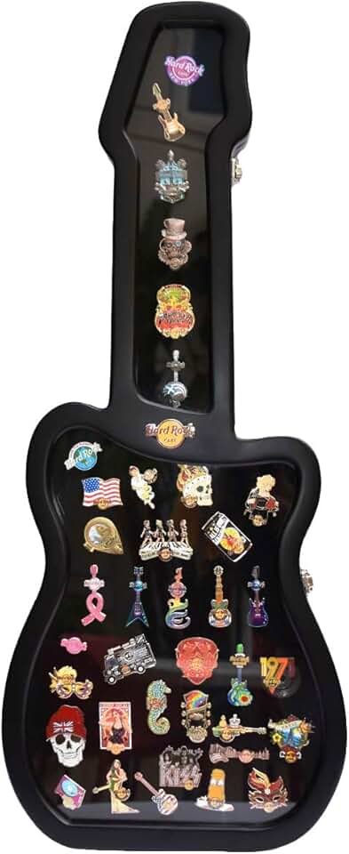 Hard Rock Guitar Shaped Pin Display Case Black